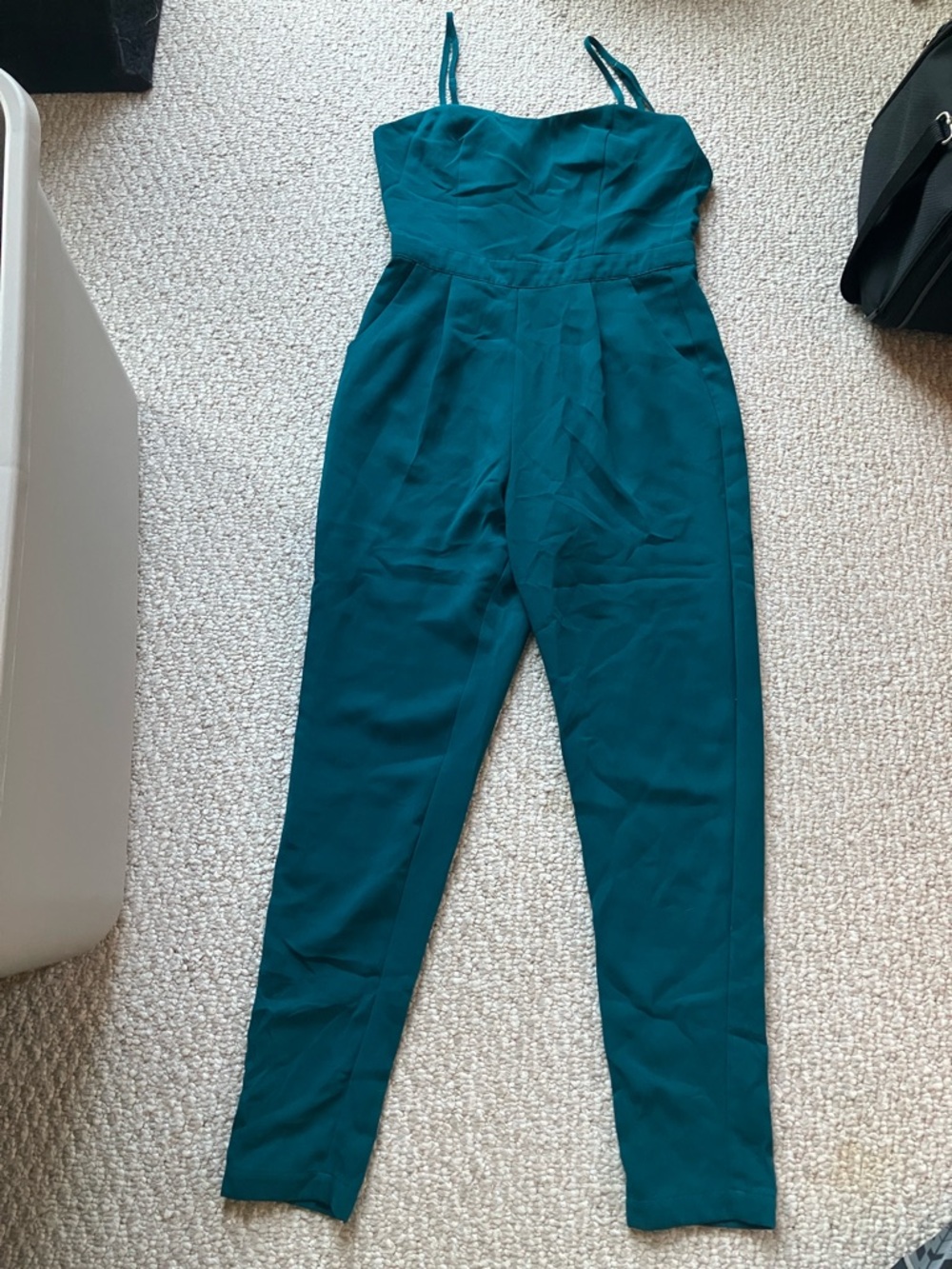 Sleeveless Teal Jumpsuit with Tapered Legs